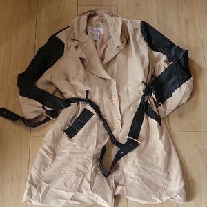Roaman's Beige and Black Trench Coat